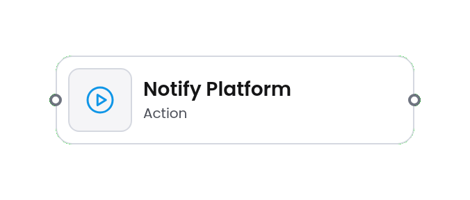 Action node on the canvas