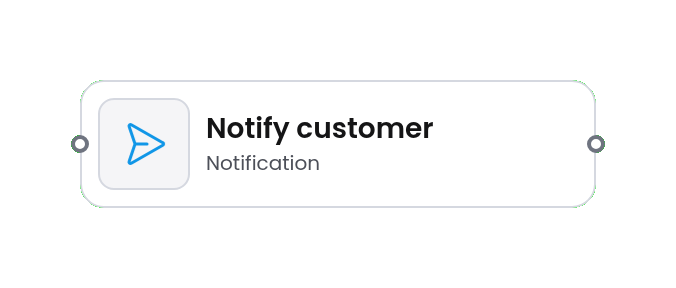 Notification node on the canvas